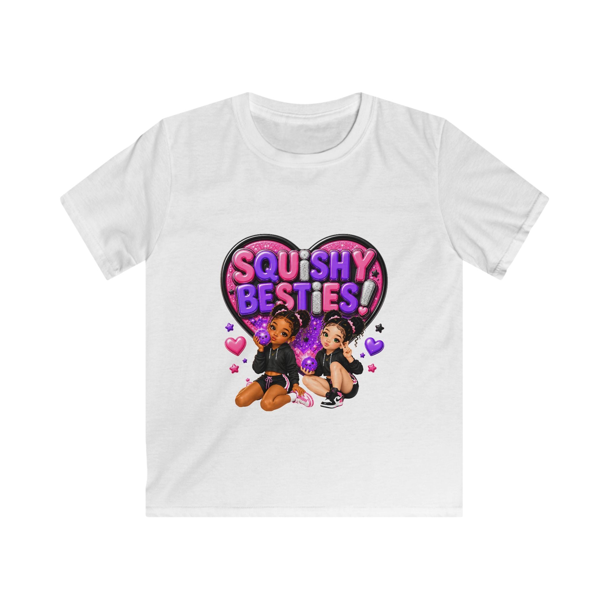 Kids Tee — "Squishy Besties" Heart Graphic Tee for Girls
