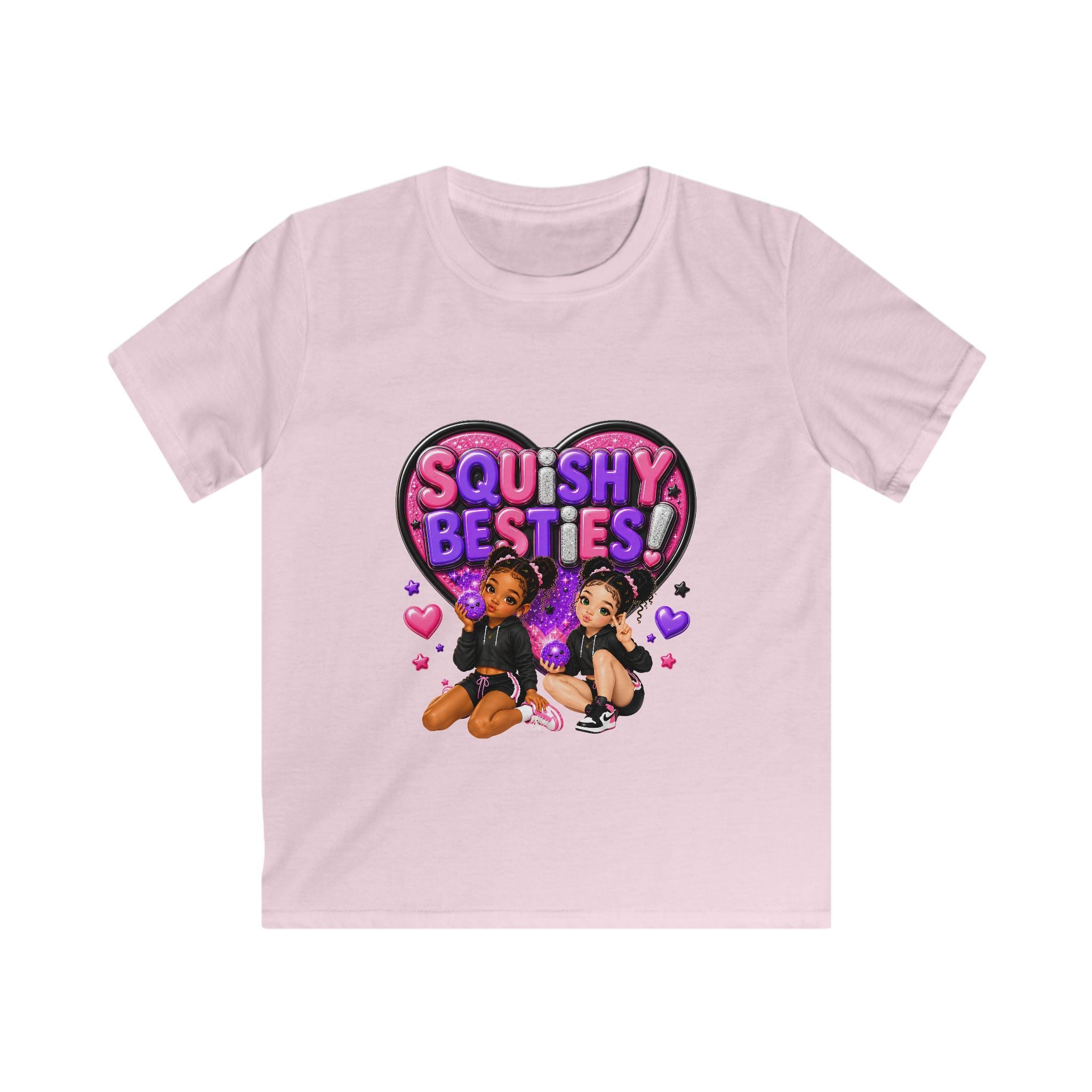Kids Tee — "Squishy Besties" Heart Graphic Tee for Girls