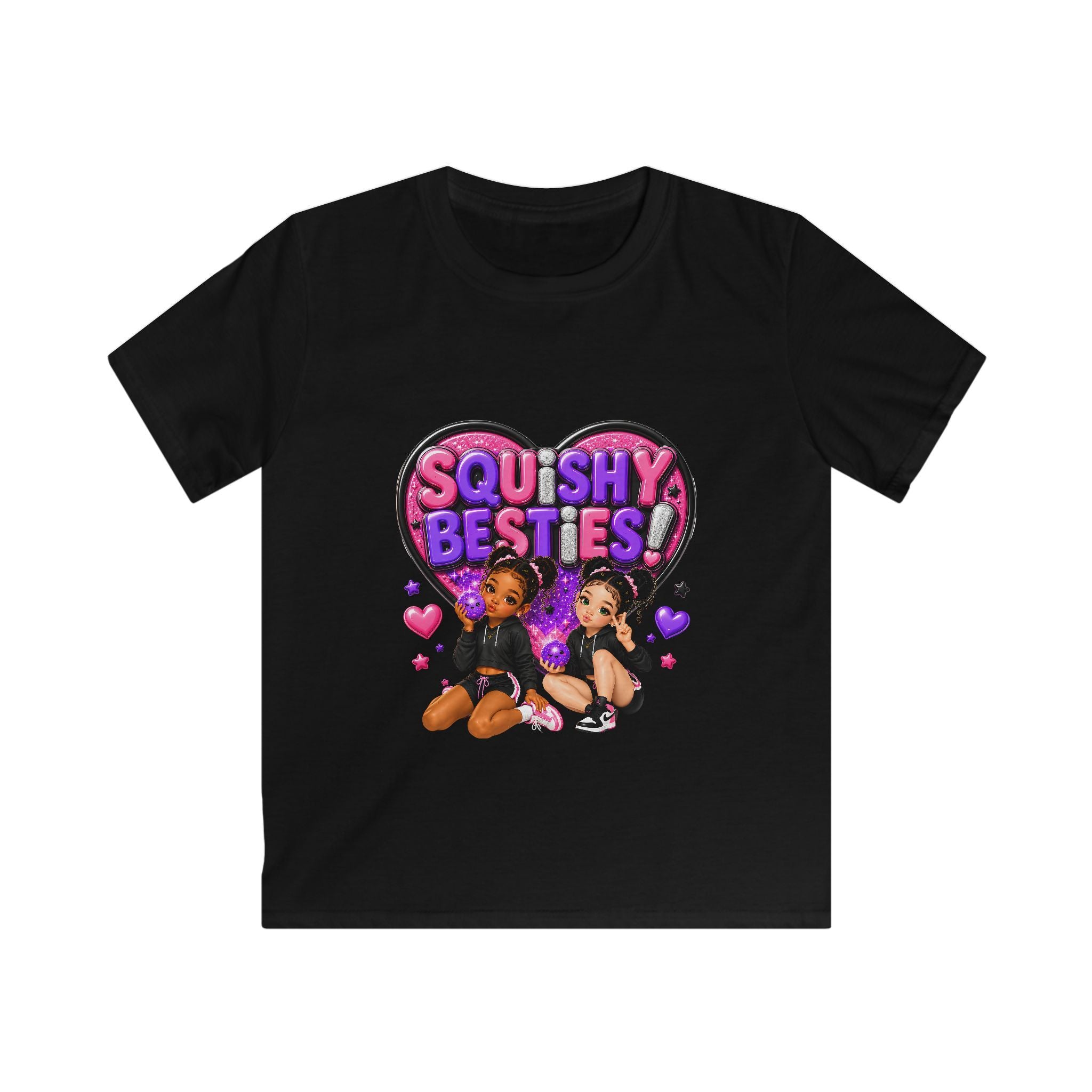 Kids Tee — "Squishy Besties" Heart Graphic Tee for Girls