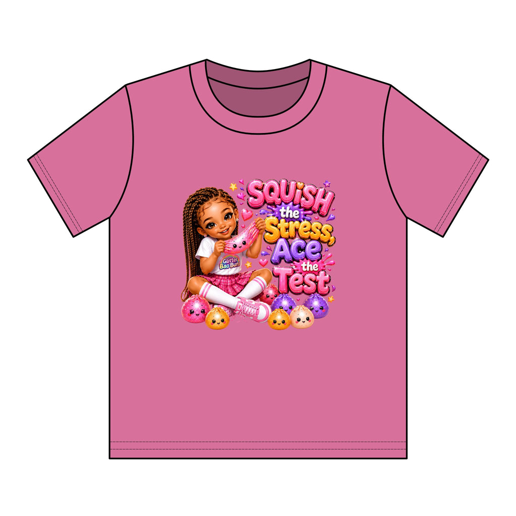 Girls' Squishy Graphic Tee - "Squish the stress, Ace the test!" Youth T-Shirt