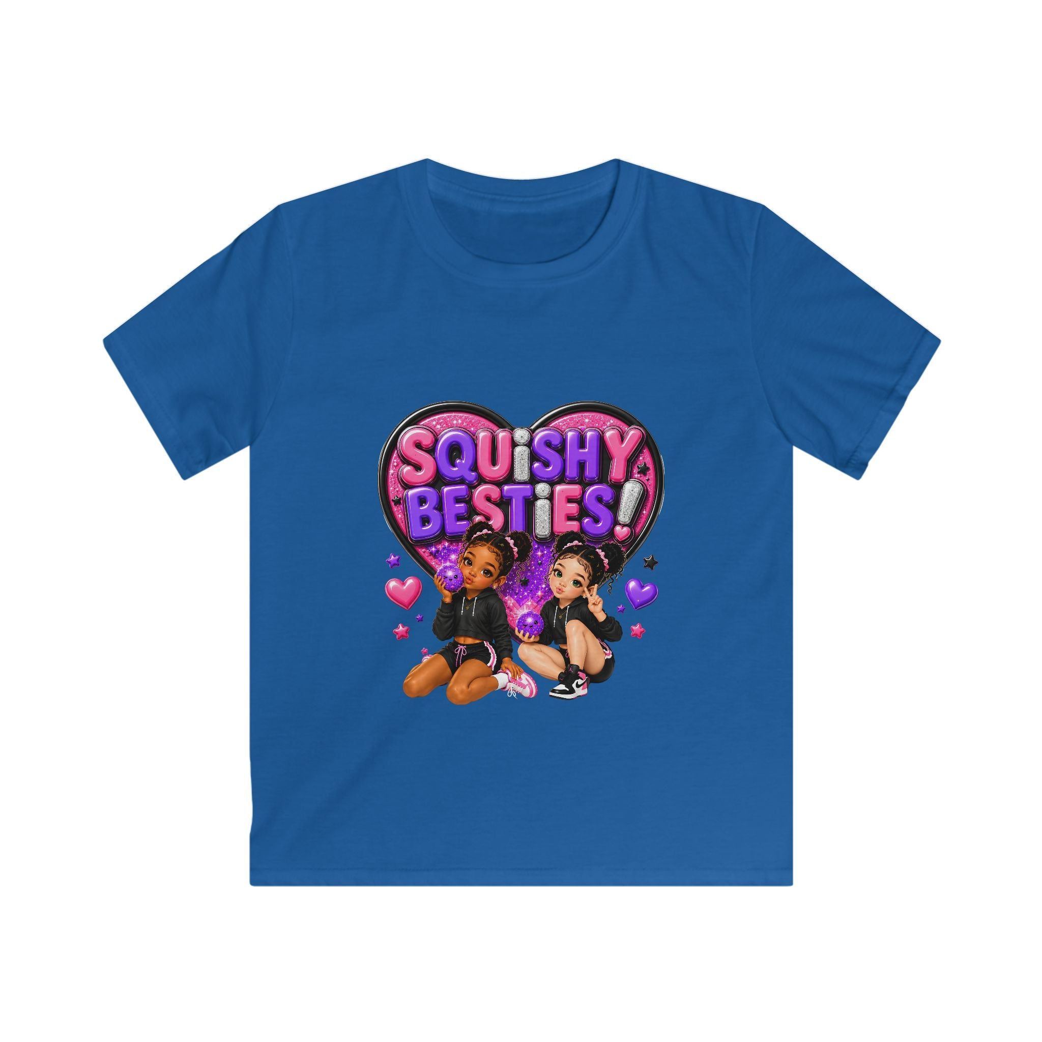 Kids Tee — "Squishy Besties" Heart Graphic Tee for Girls
