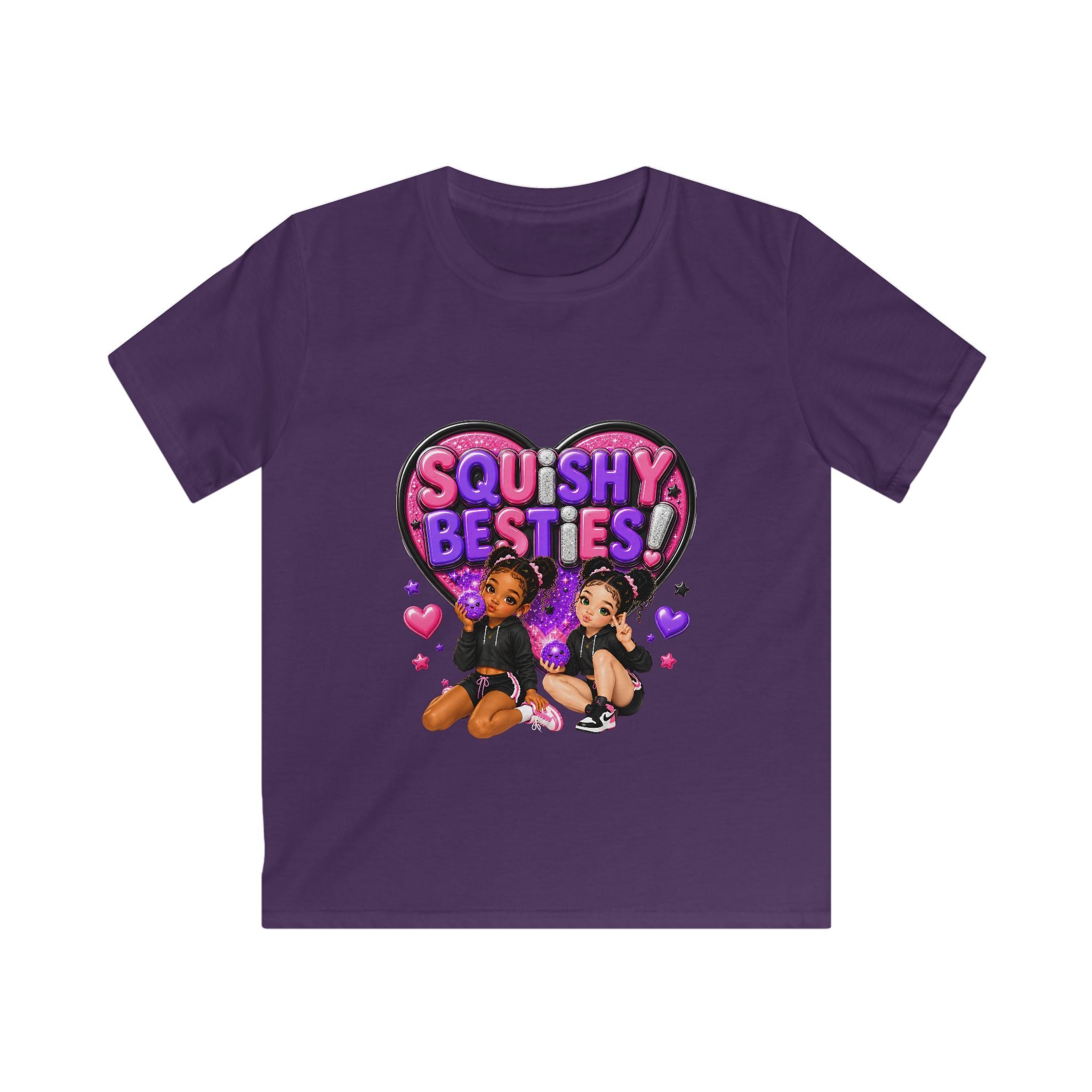 Kids Tee — "Squishy Besties" Heart Graphic Tee for Girls