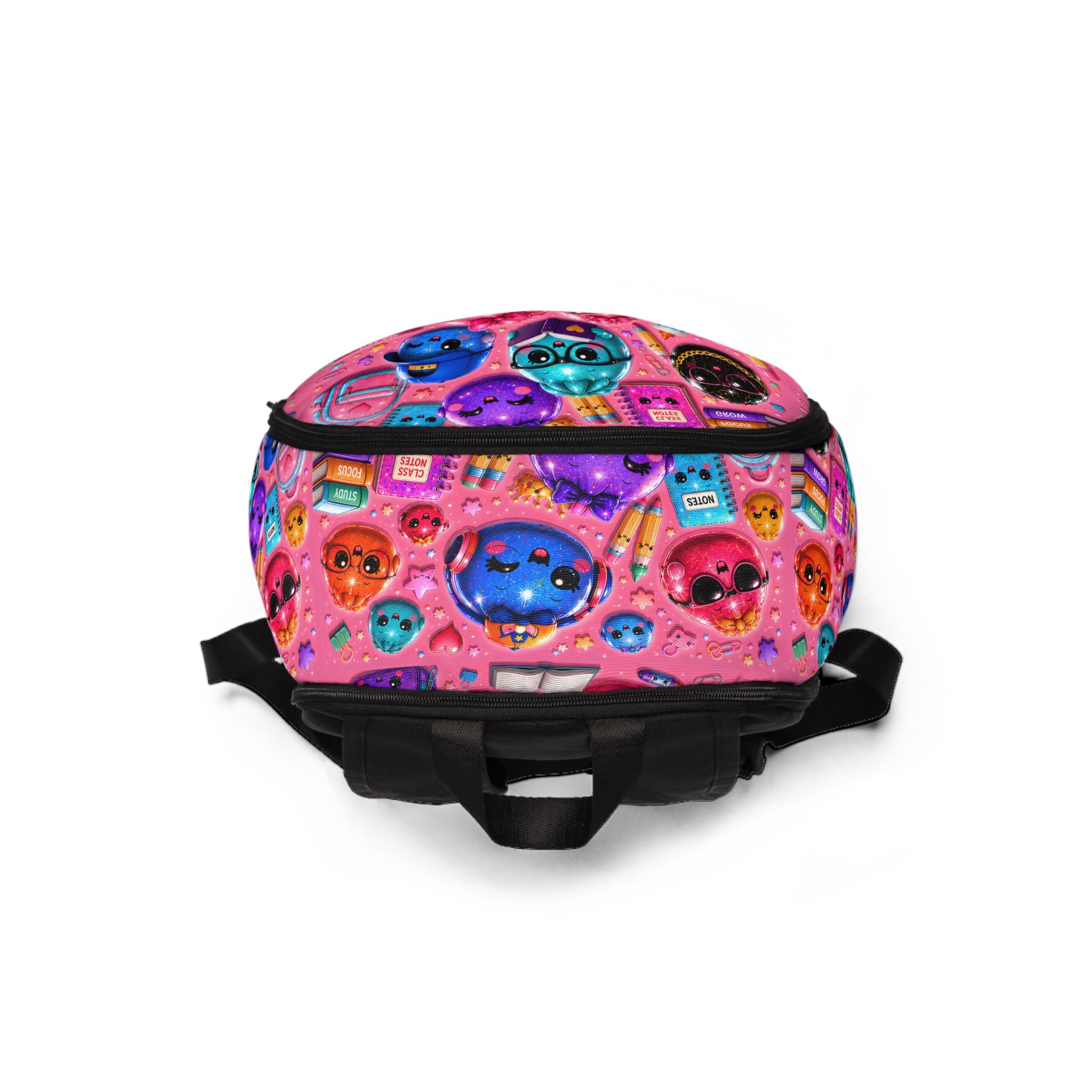 Cute Kawaii Emoji School Backpack — Pink/Colorful Pattern