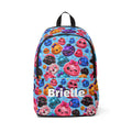 Cute Kawaii Emoji School Backpack — Blue/Colorful Pattern