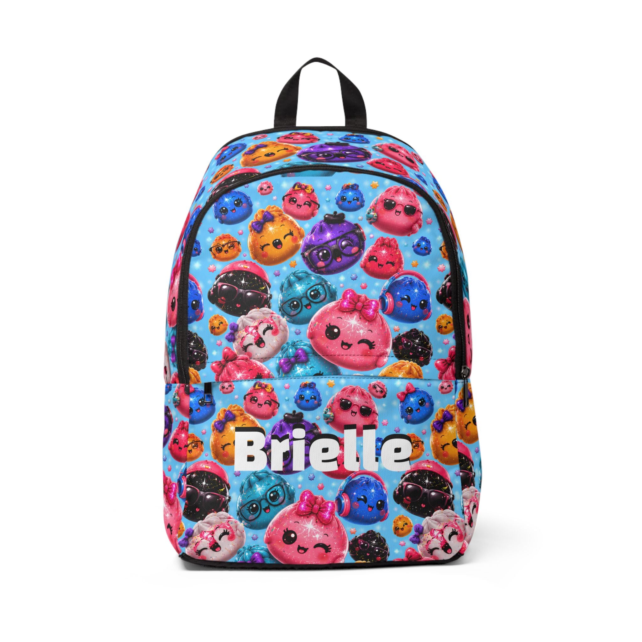 Cute Kawaii Emoji School Backpack — Blue/Colorful Pattern