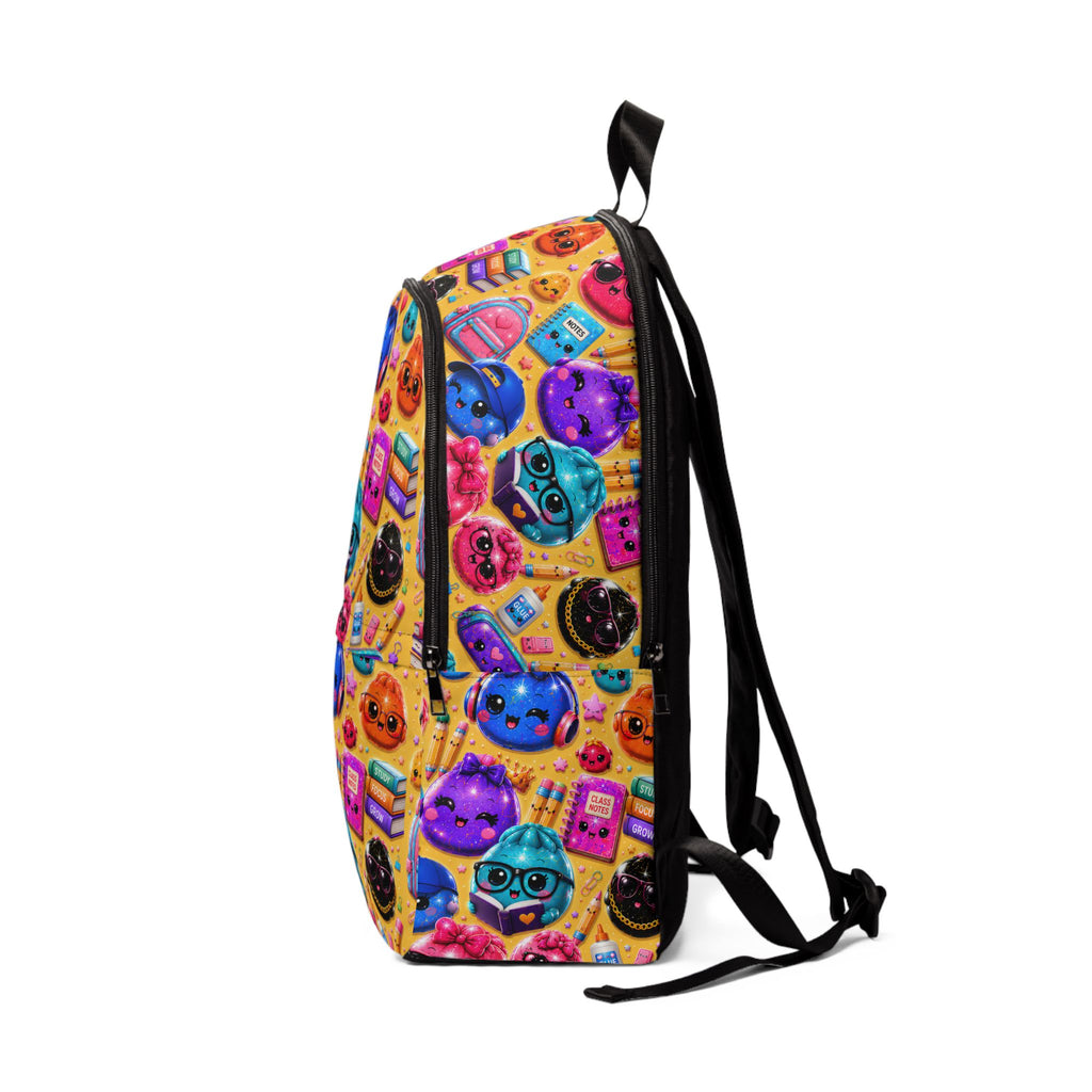 Cute Kawaii Emoji School Backpack — Yellow/Colorful Pattern