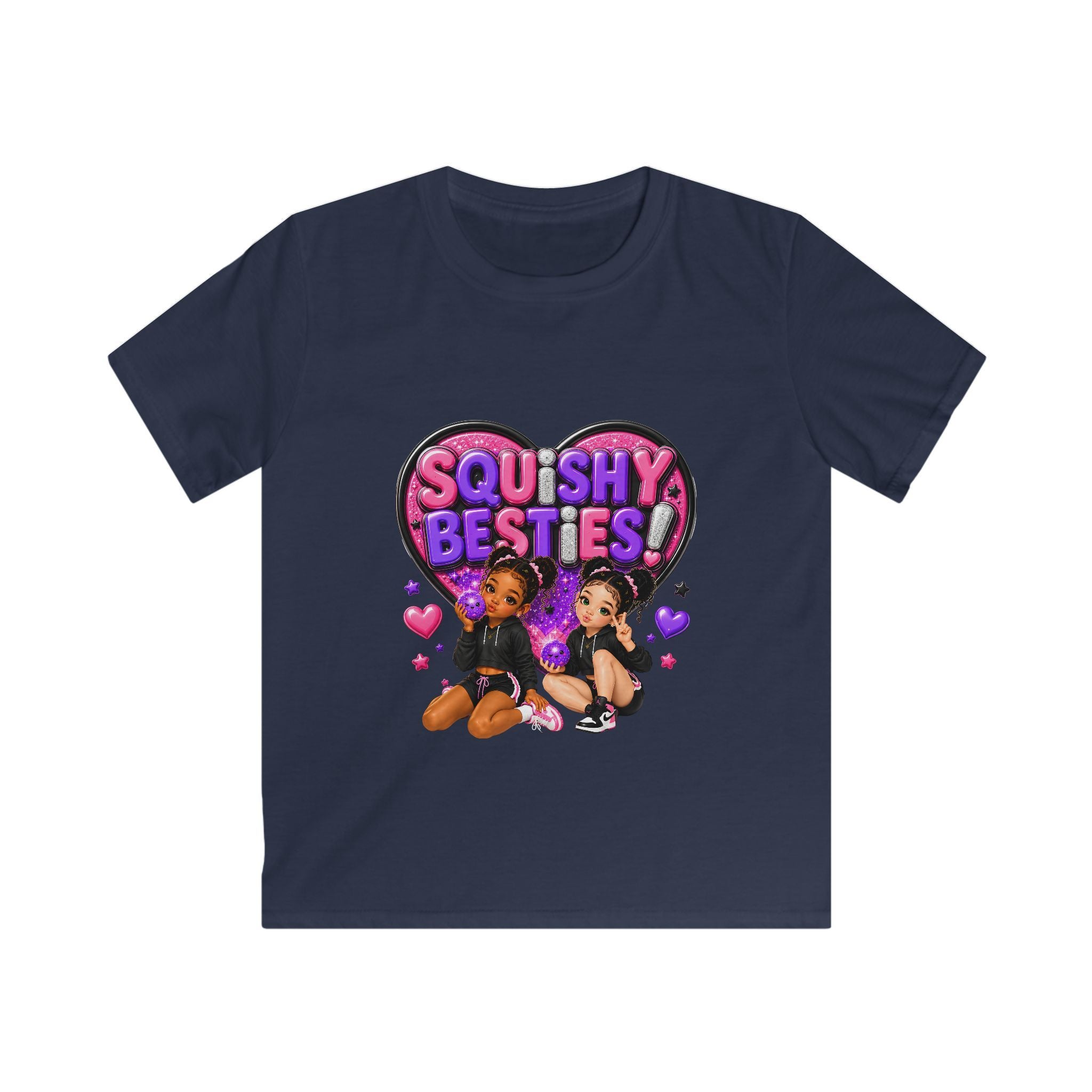 Kids Tee — "Squishy Besties" Heart Graphic Tee for Girls