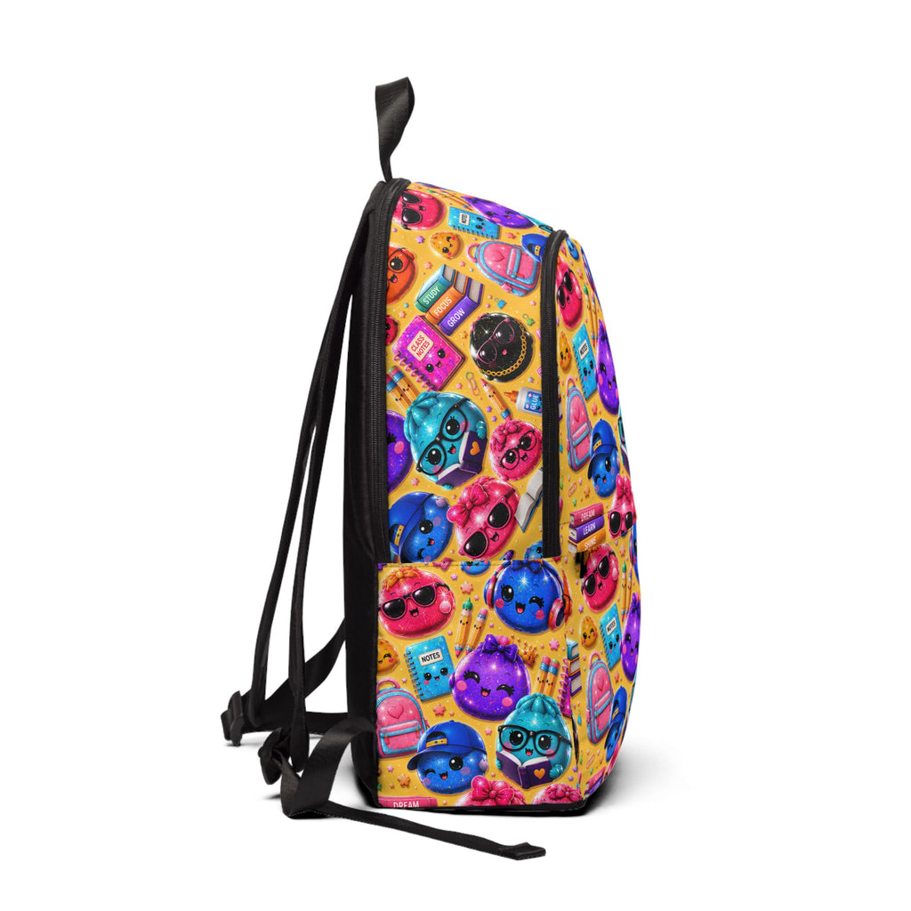 Cute Kawaii Emoji School Backpack — Yellow/Colorful Pattern