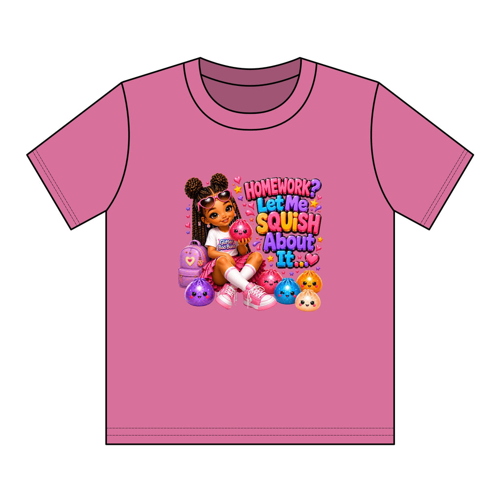 Girls' Squishy Graphic Tee - "Homework? Let Me Squish About It!" Youth T-Shirt