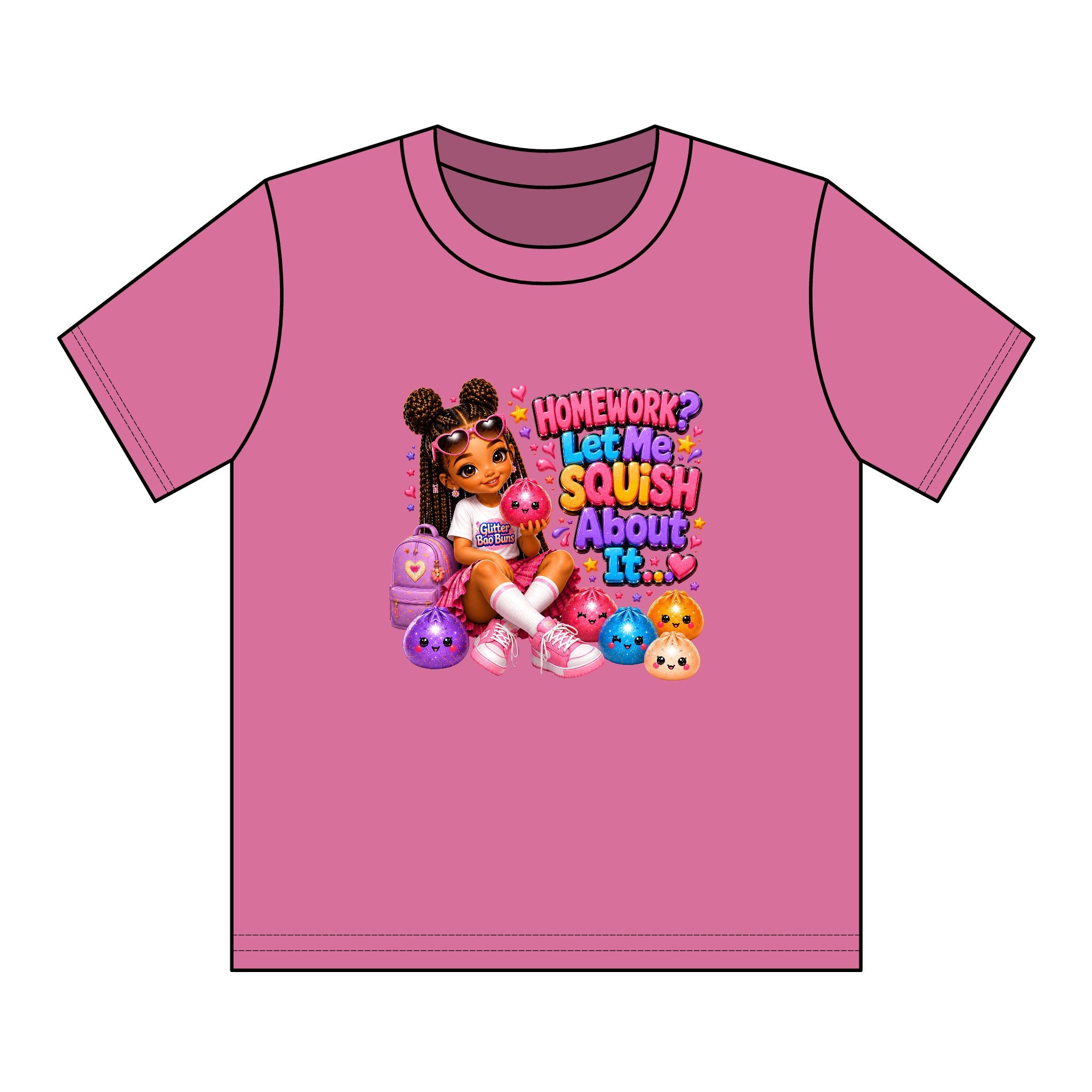 Girls' Squishy Graphic Tee - "Homework? Let Me Squish About It!" Youth T-Shirt