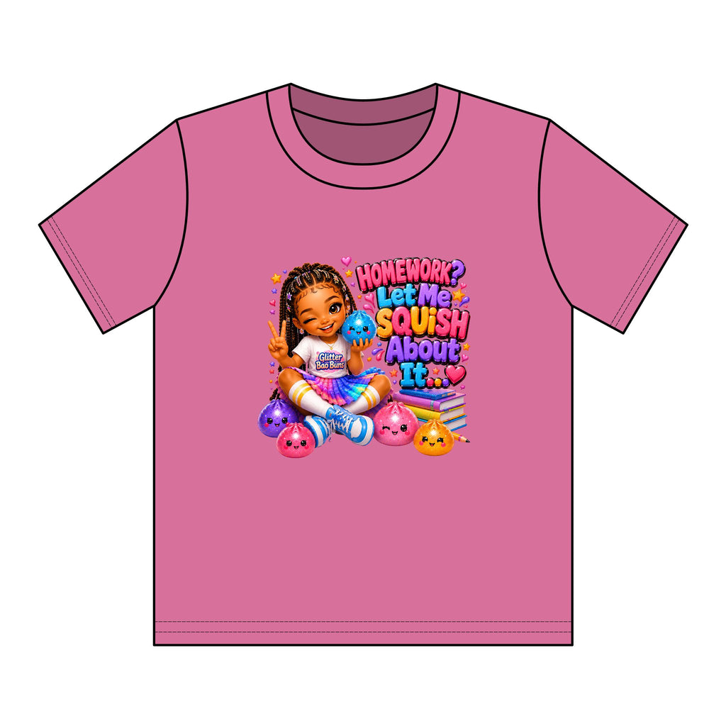 Girls' Squishy Graphic Tee - "Homework? Let Me Squish About It!" Youth T-Shirt