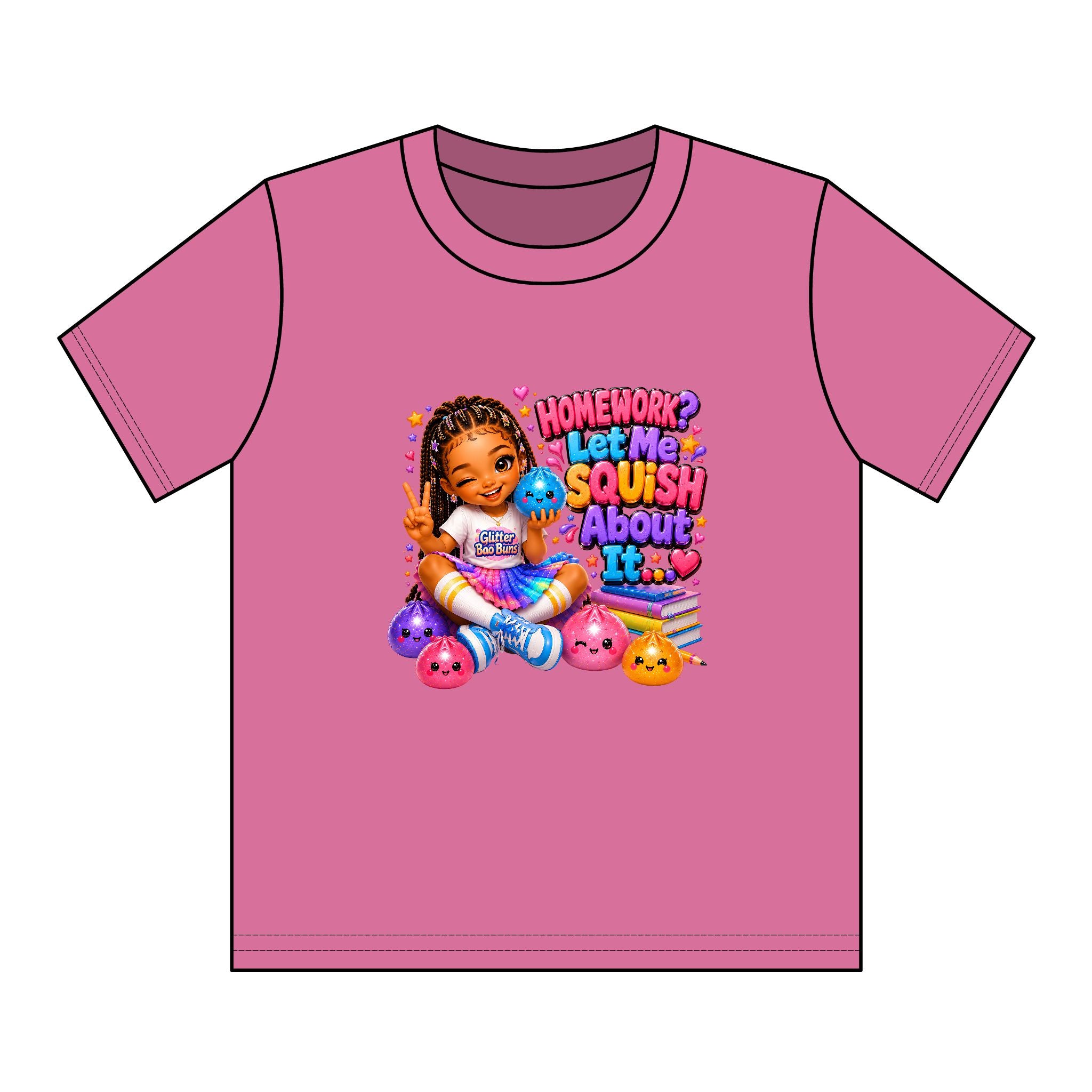 Girls' Squishy Graphic Tee - "Homework? Let Me Squish About It!" Youth T-Shirt