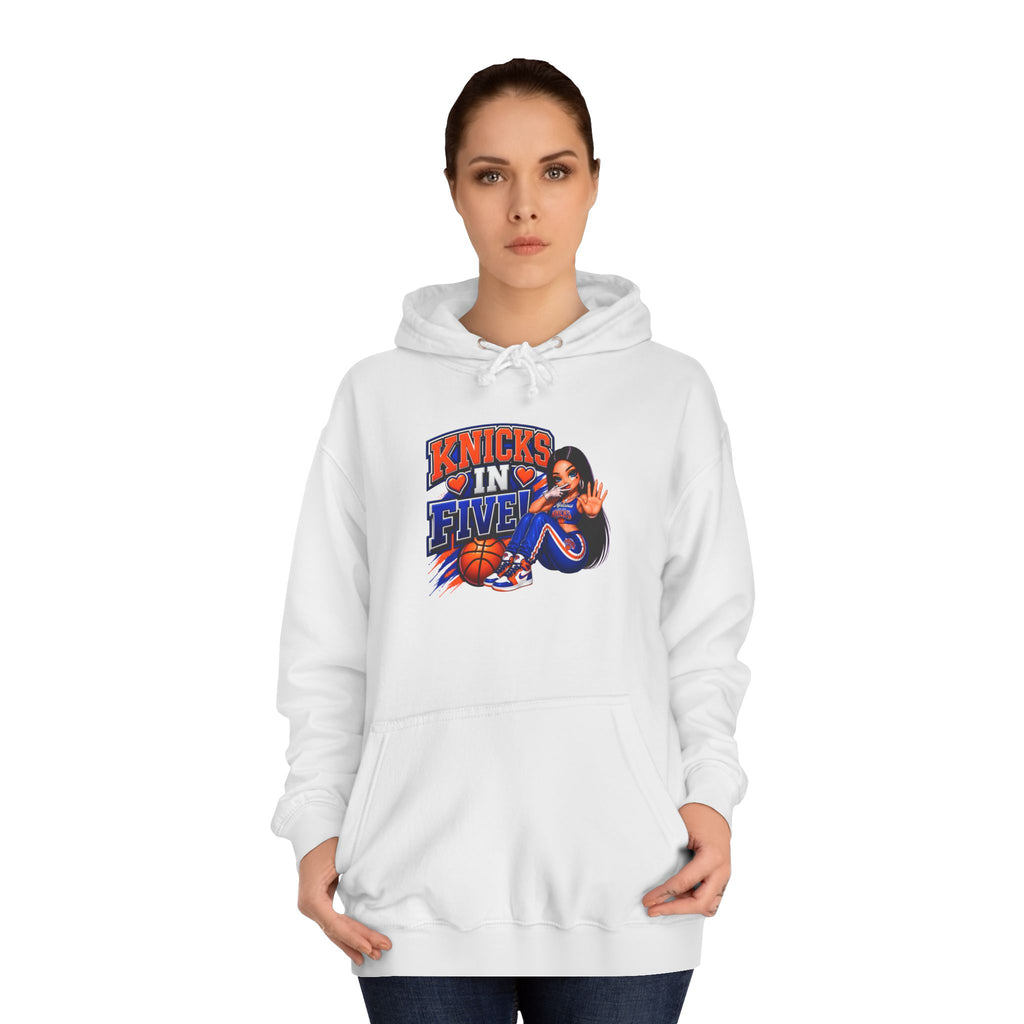 Knicks In Five Hoodie — Basketball Fan Pullover with Retro Player Graphic