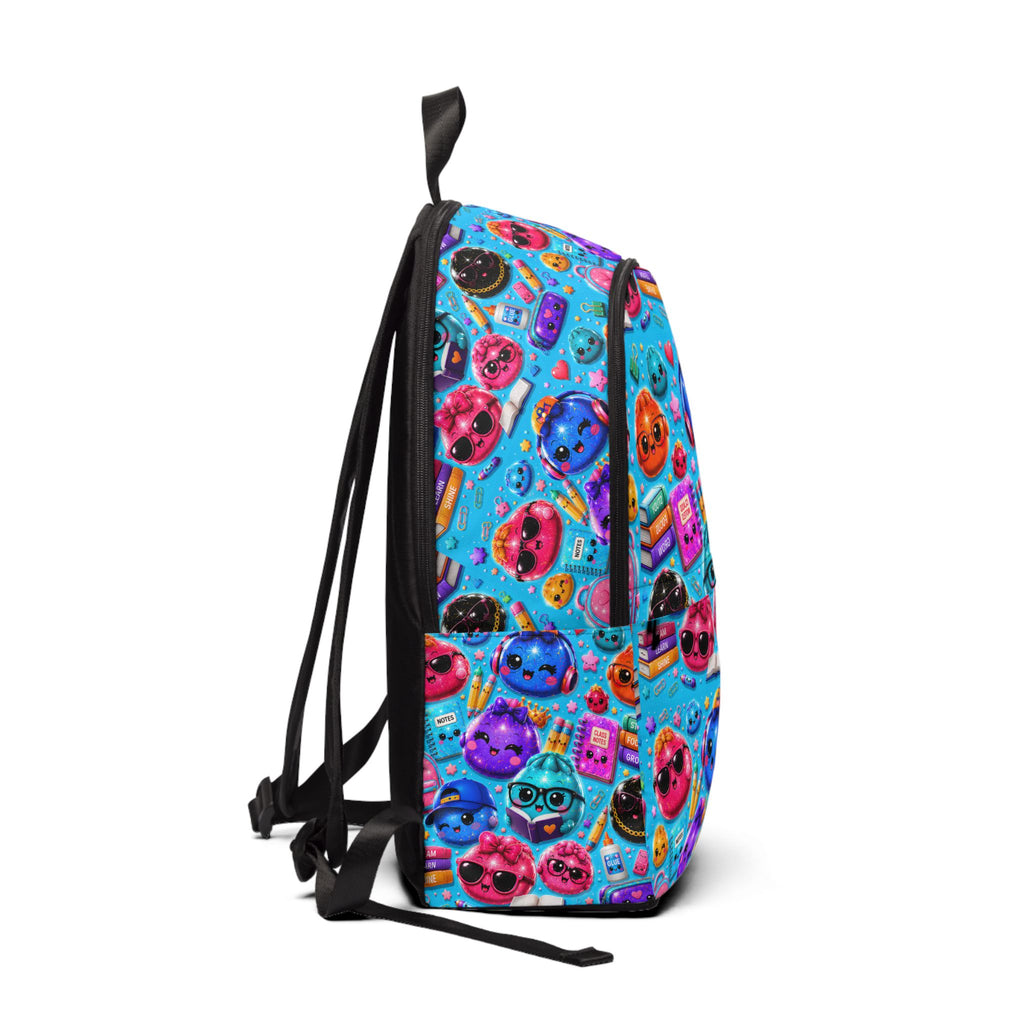 Cute Kawaii Emoji School Backpack — Blue/Colorful Pattern