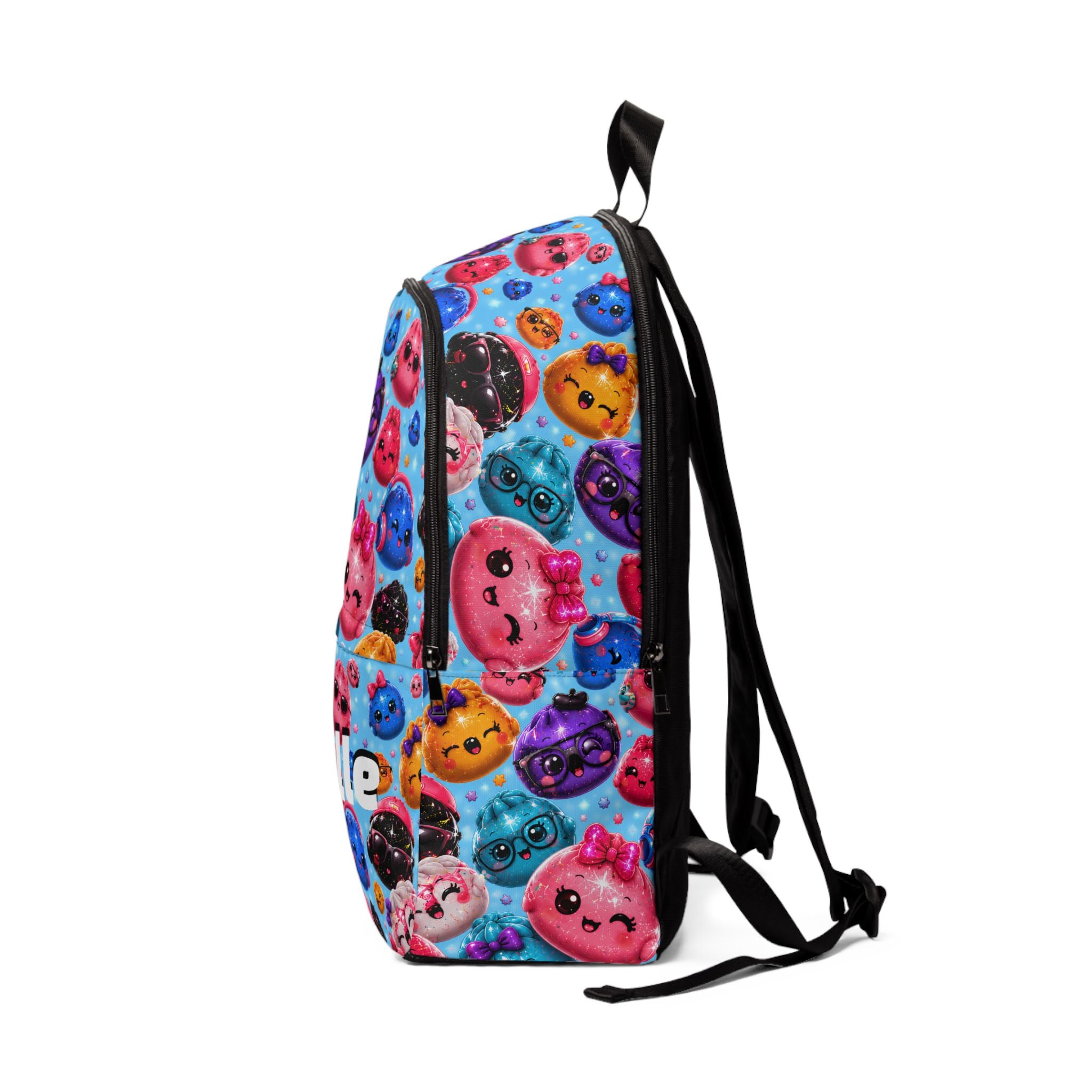 Cute Kawaii Emoji School Backpack — Blue/Colorful Pattern