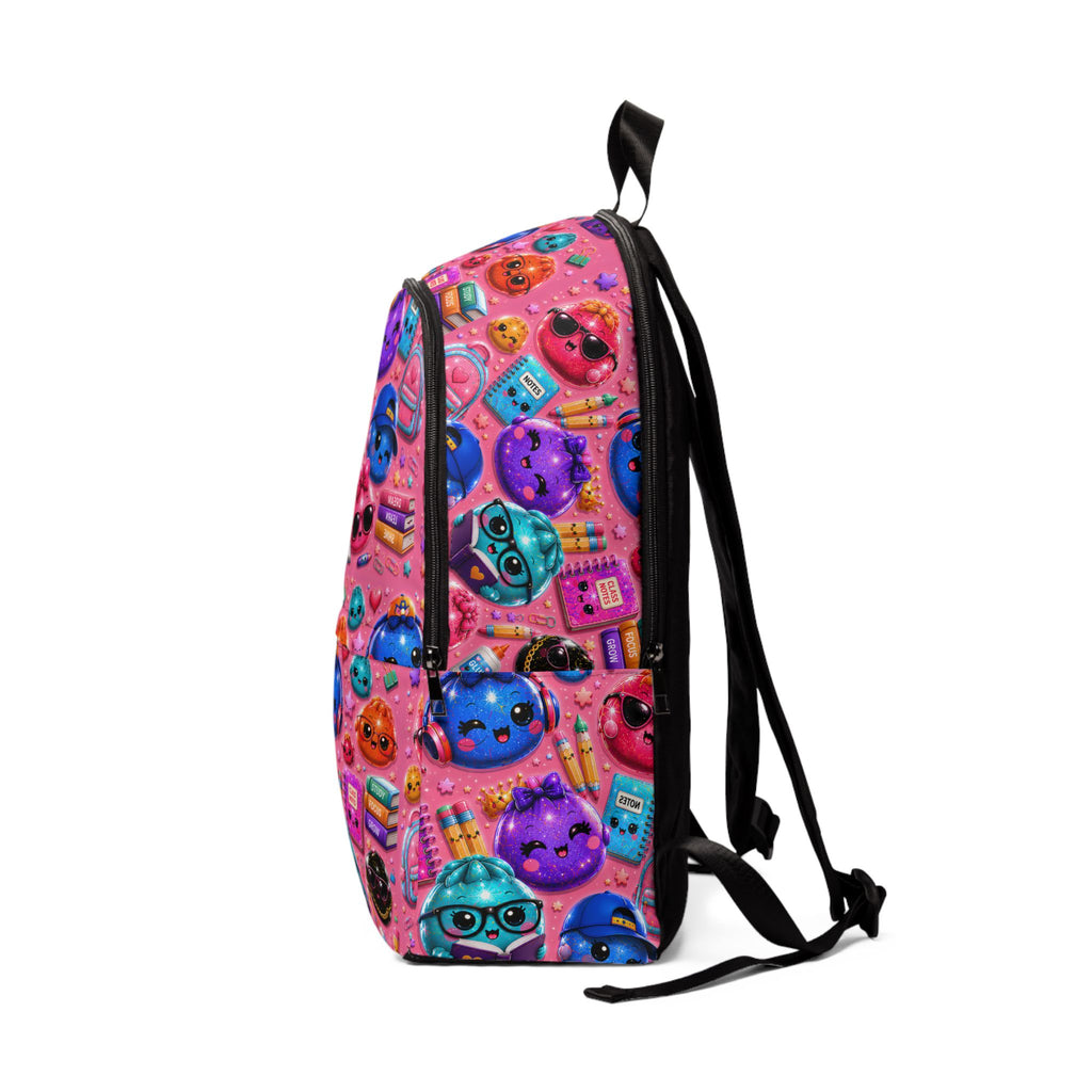 Cute Kawaii Emoji School Backpack — Pink/Colorful Pattern