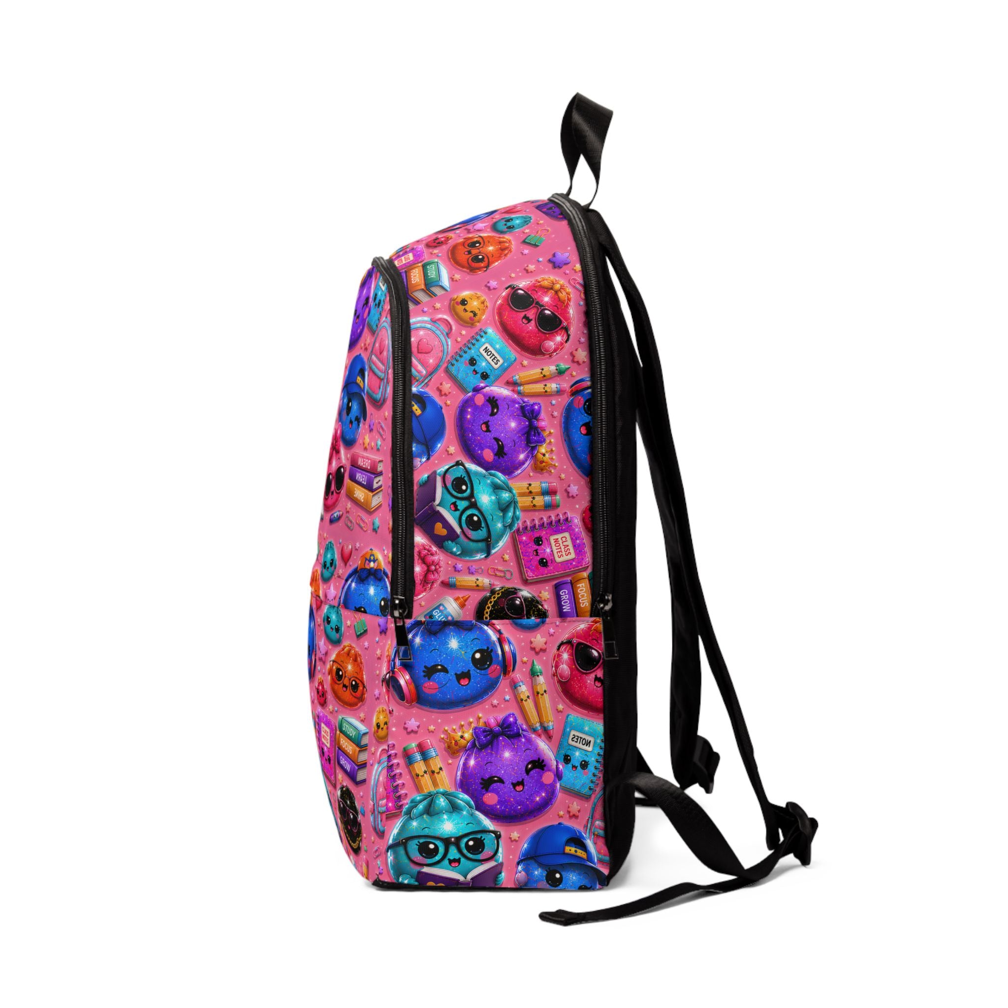 Cute Kawaii Emoji School Backpack — Pink/Colorful Pattern