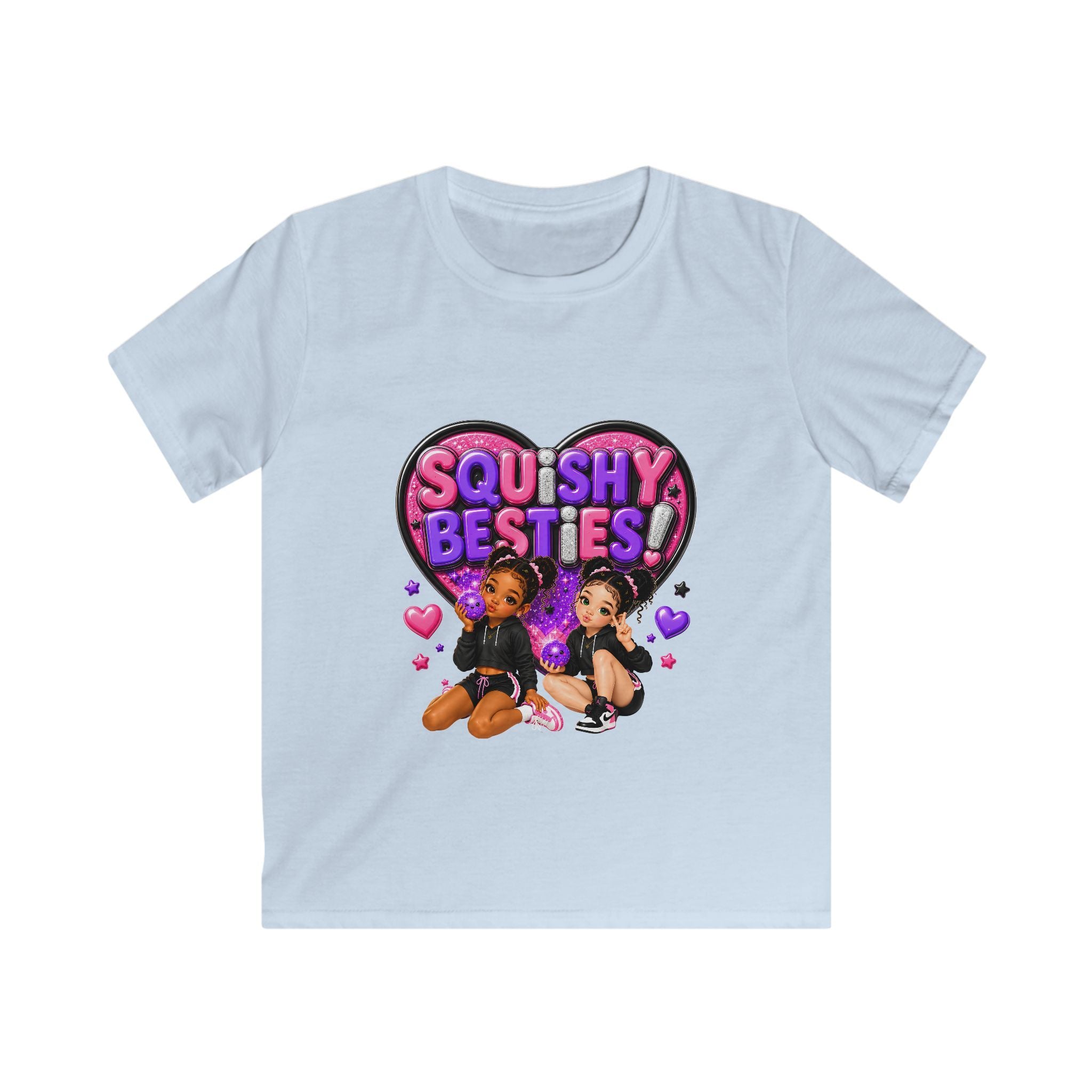 Kids Tee — "Squishy Besties" Heart Graphic Tee for Girls