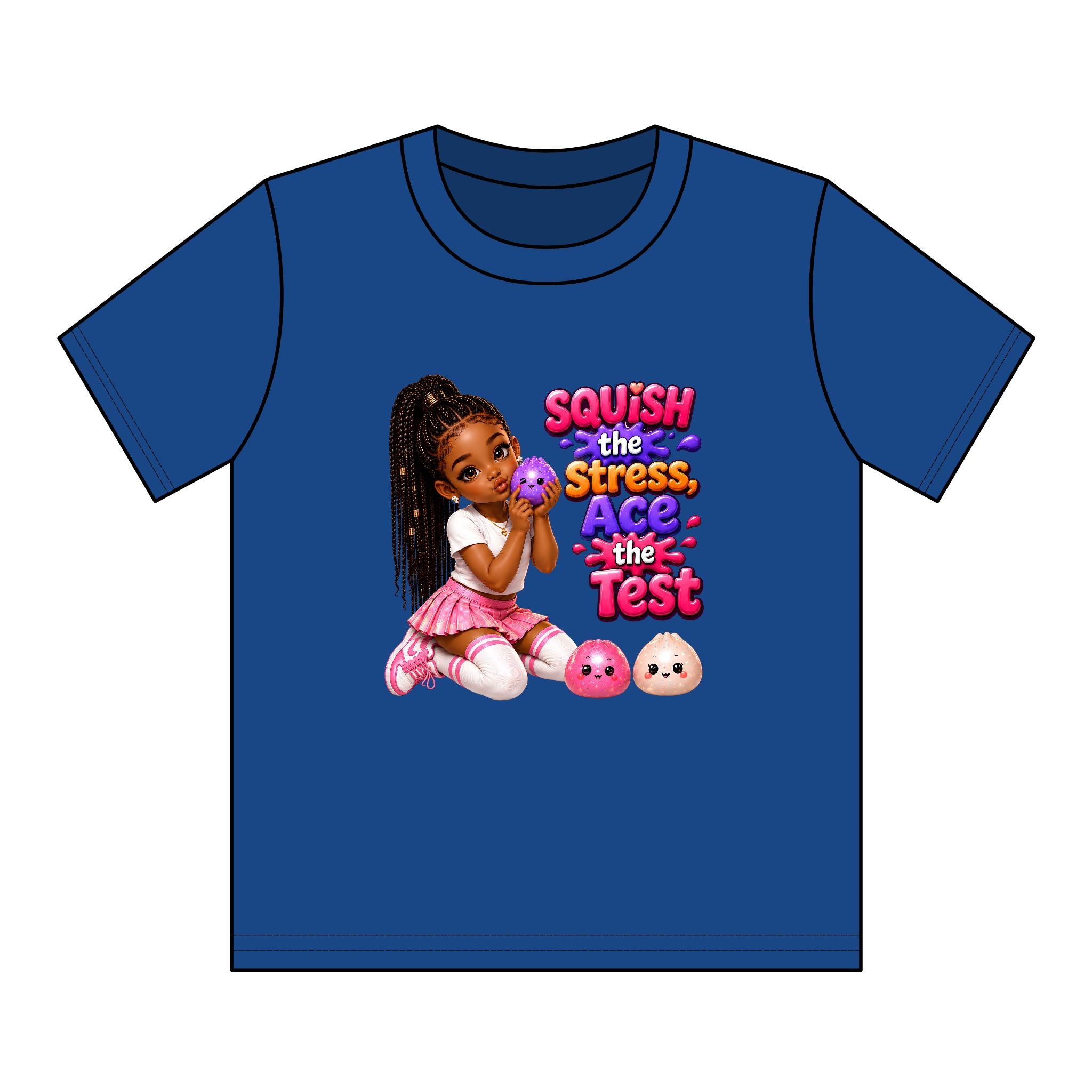 Girls' Squishy Graphic Tee - "SQUiSH the Stress,  Ace the Test!" Youth T-Shirt