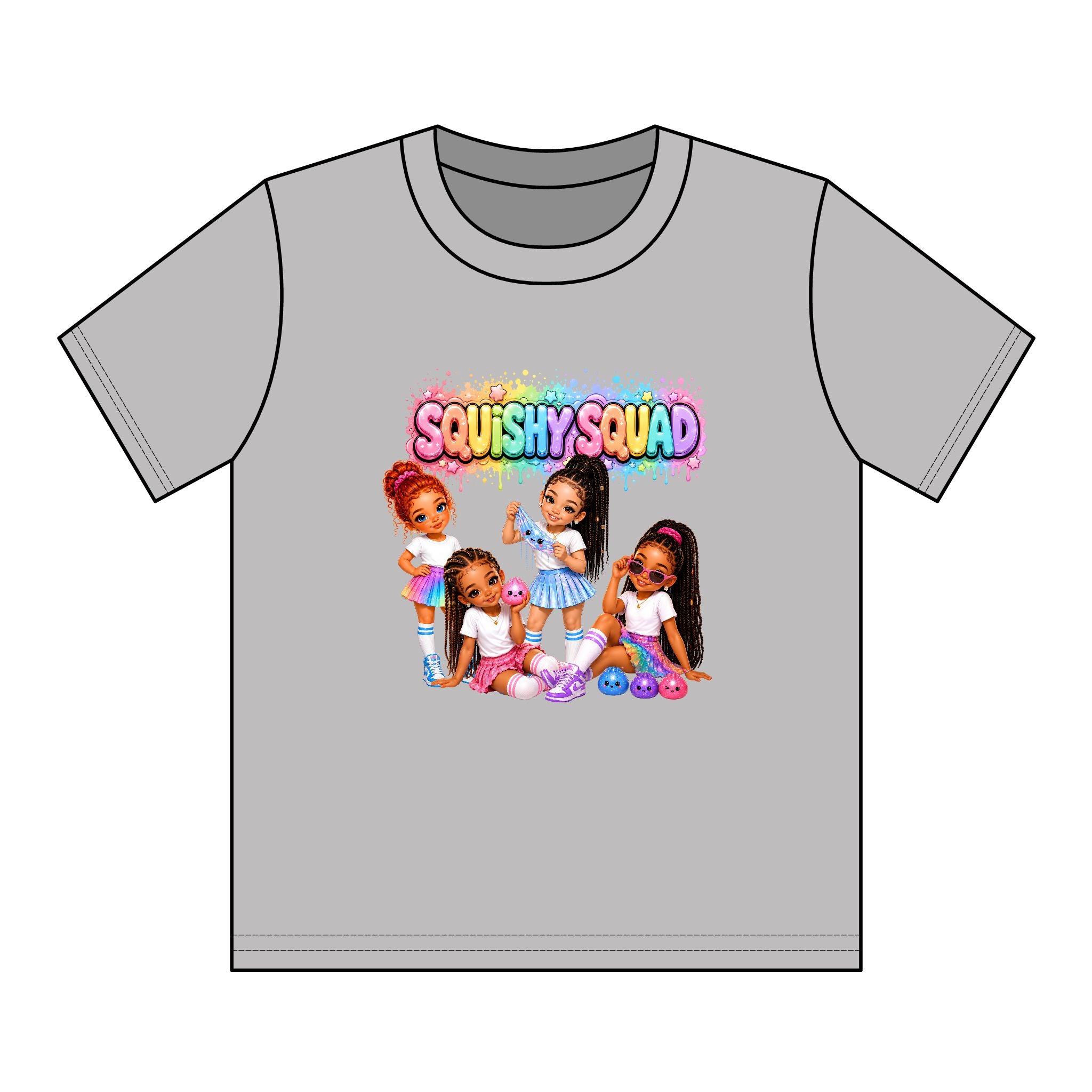 Girls' Squishy Graphic Tee - "SQUiSHY SQUAD!" Youth T-Shirt