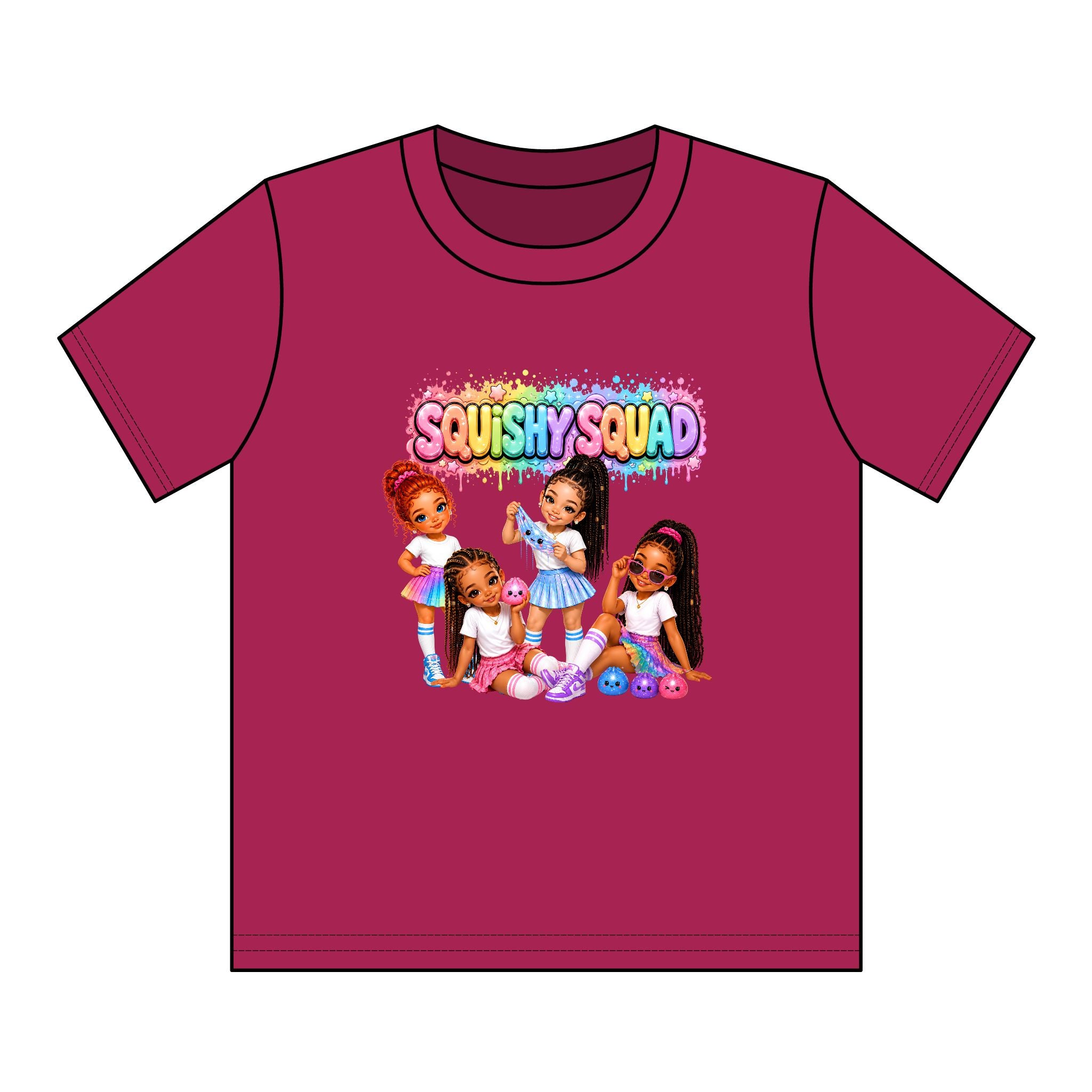 Girls' Squishy Graphic Tee - "SQUiSHY SQUAD!" Youth T-Shirt