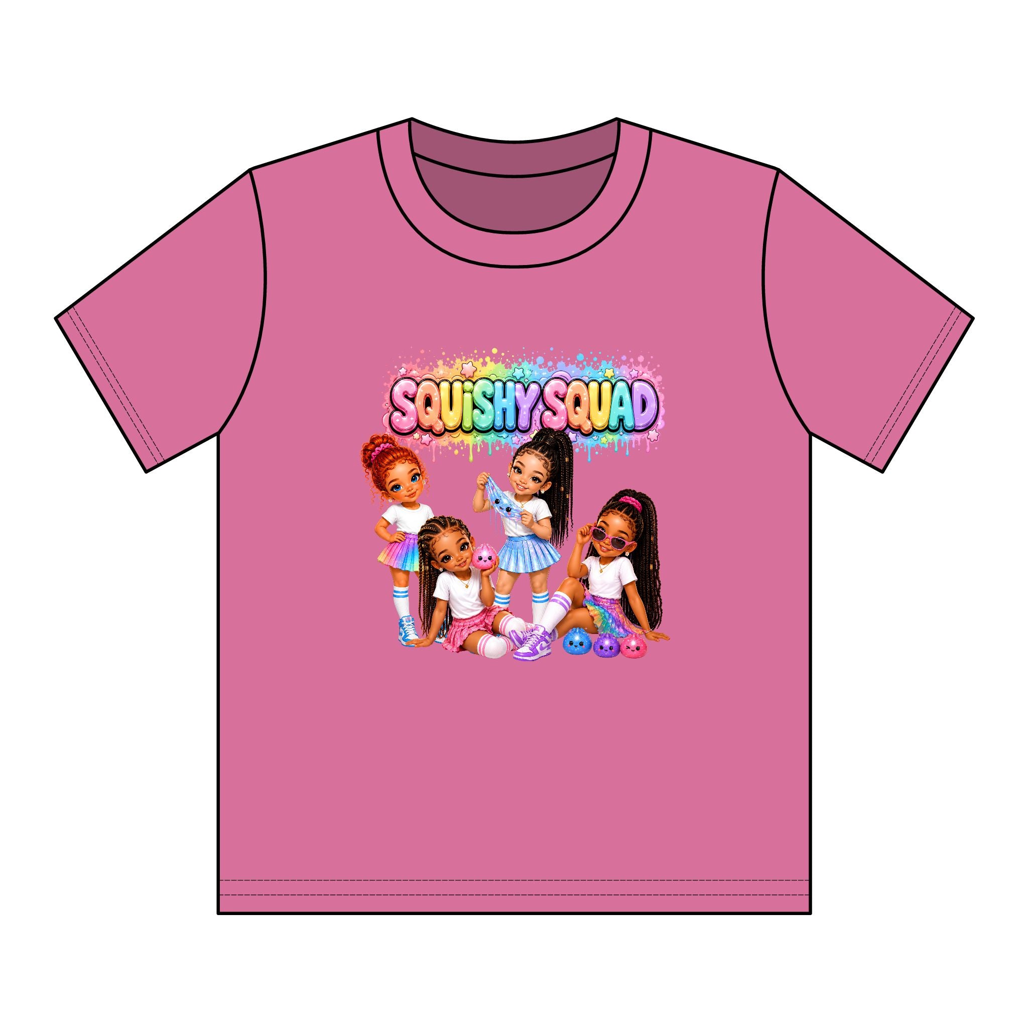Girls' Squishy Graphic Tee - "SQUiSHY SQUAD!" Youth T-Shirt