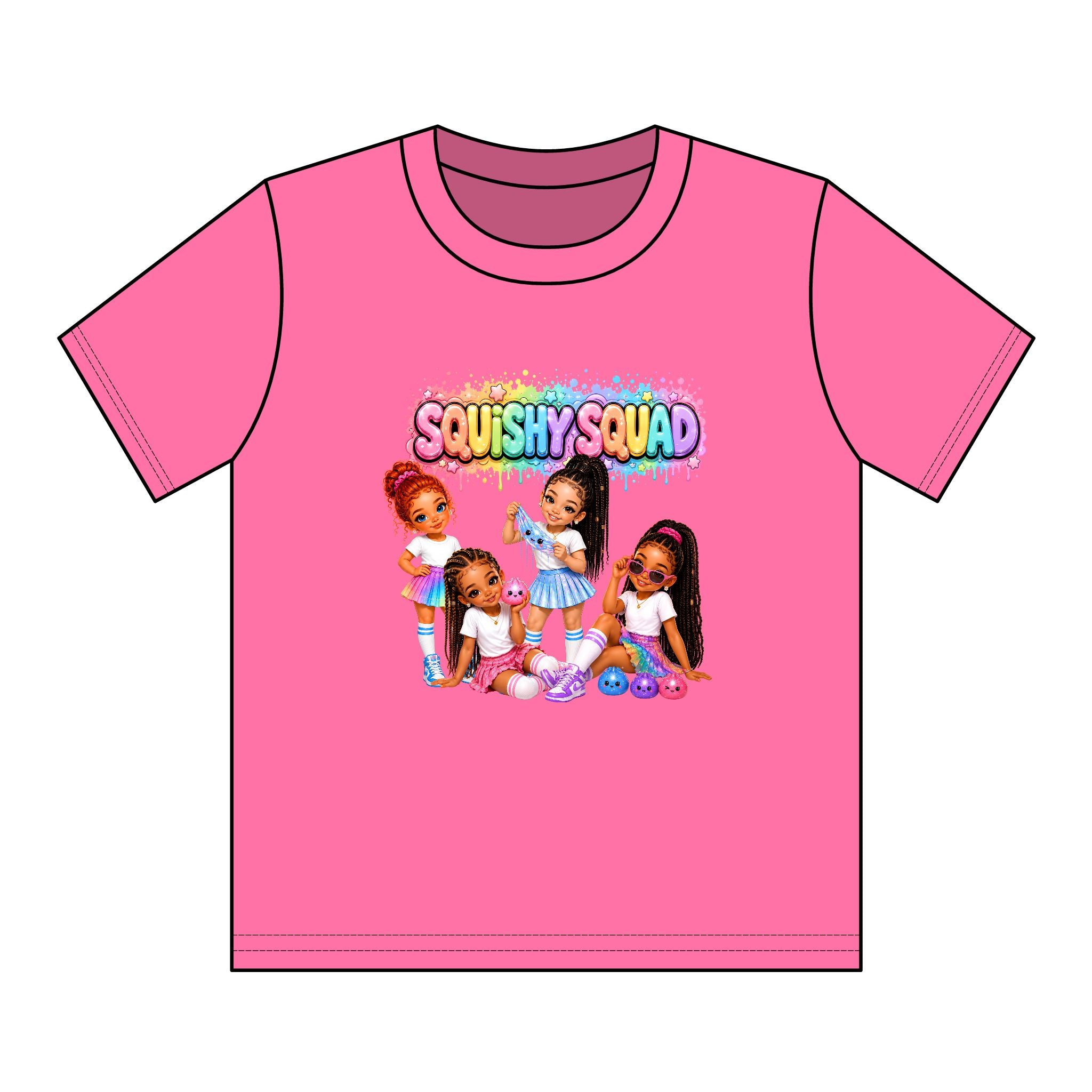 Girls' Squishy Graphic Tee - "SQUiSHY SQUAD!" Youth T-Shirt