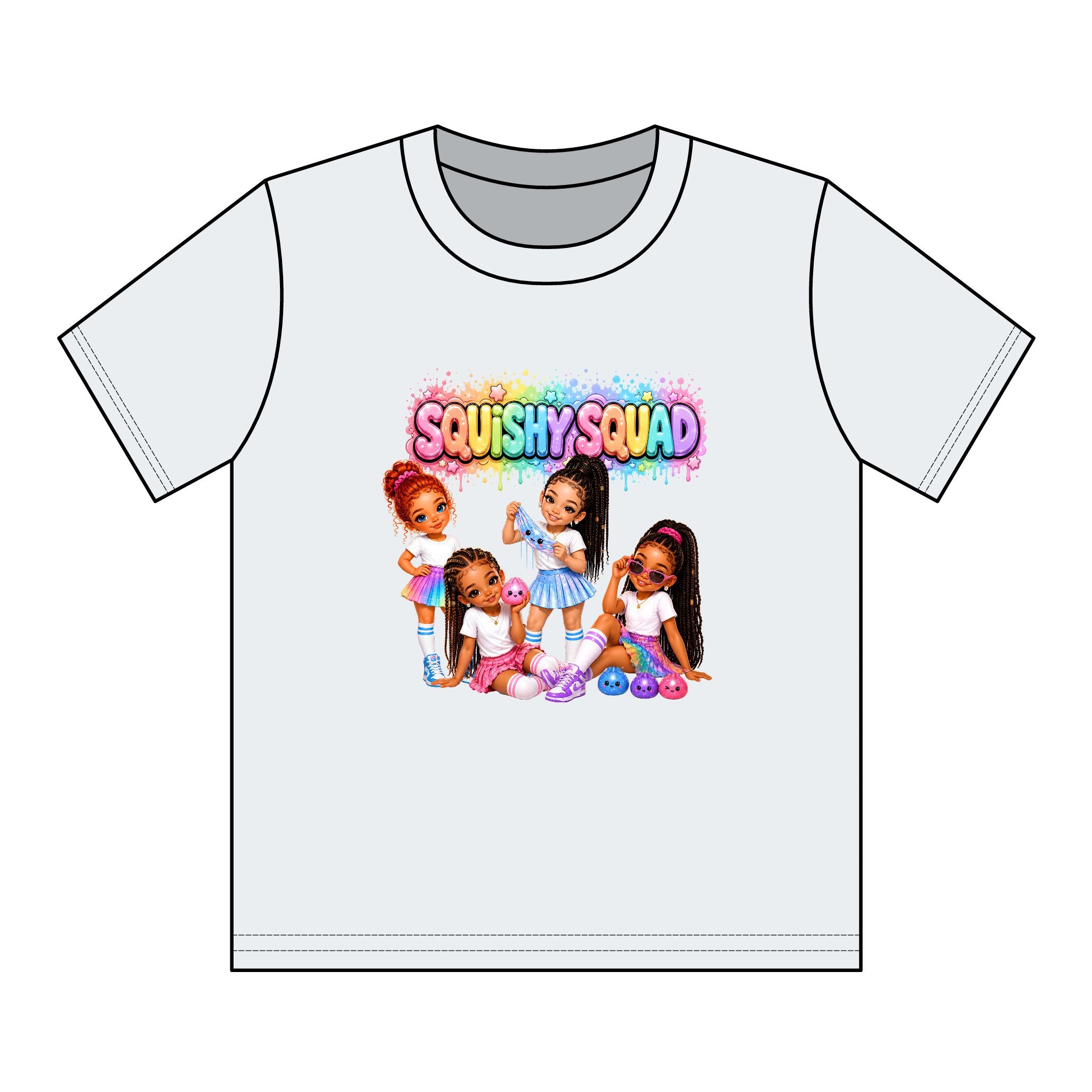 Girls' Squishy Graphic Tee - "SQUiSHY SQUAD!" Youth T-Shirt