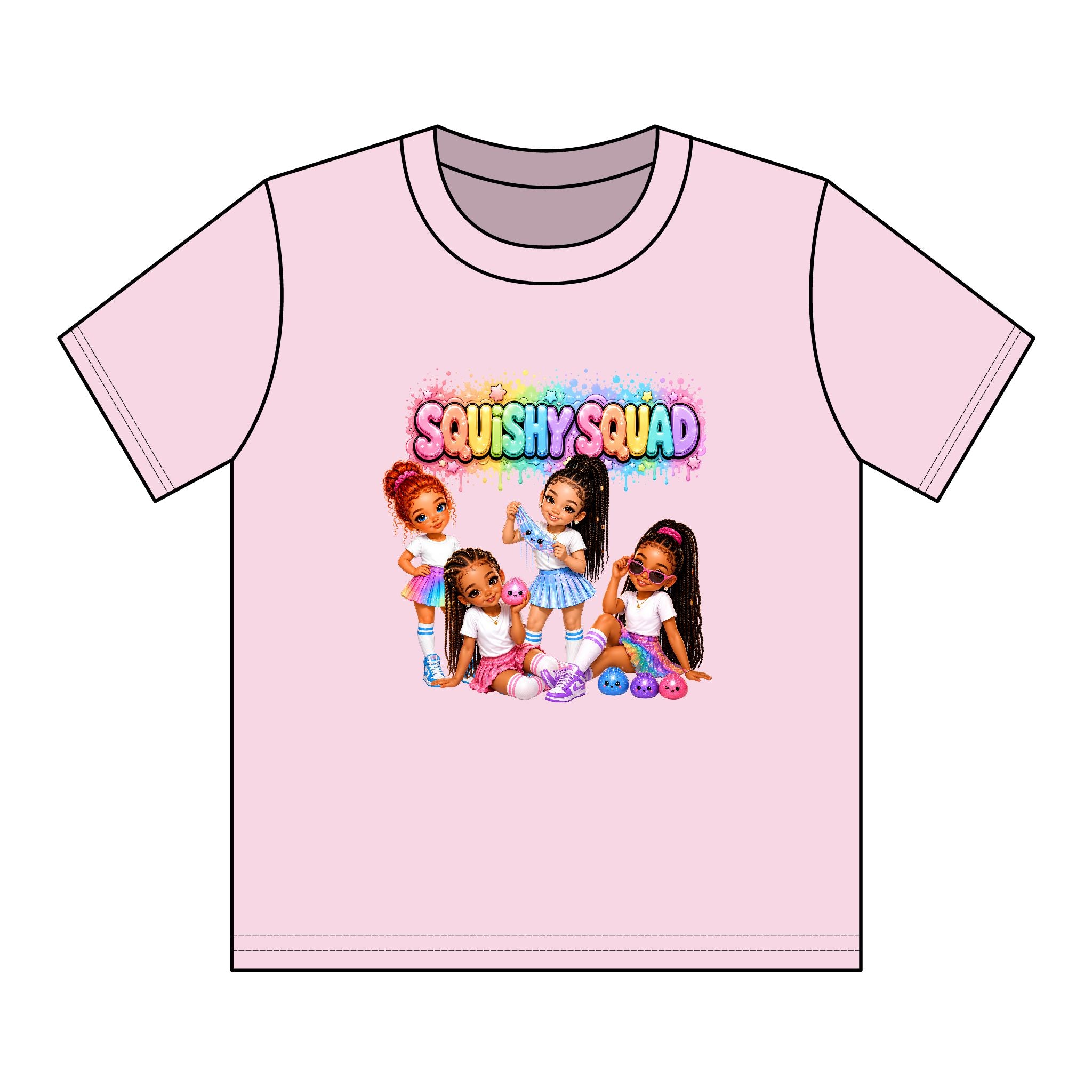 Girls' Squishy Graphic Tee - "SQUiSHY SQUAD!" Youth T-Shirt