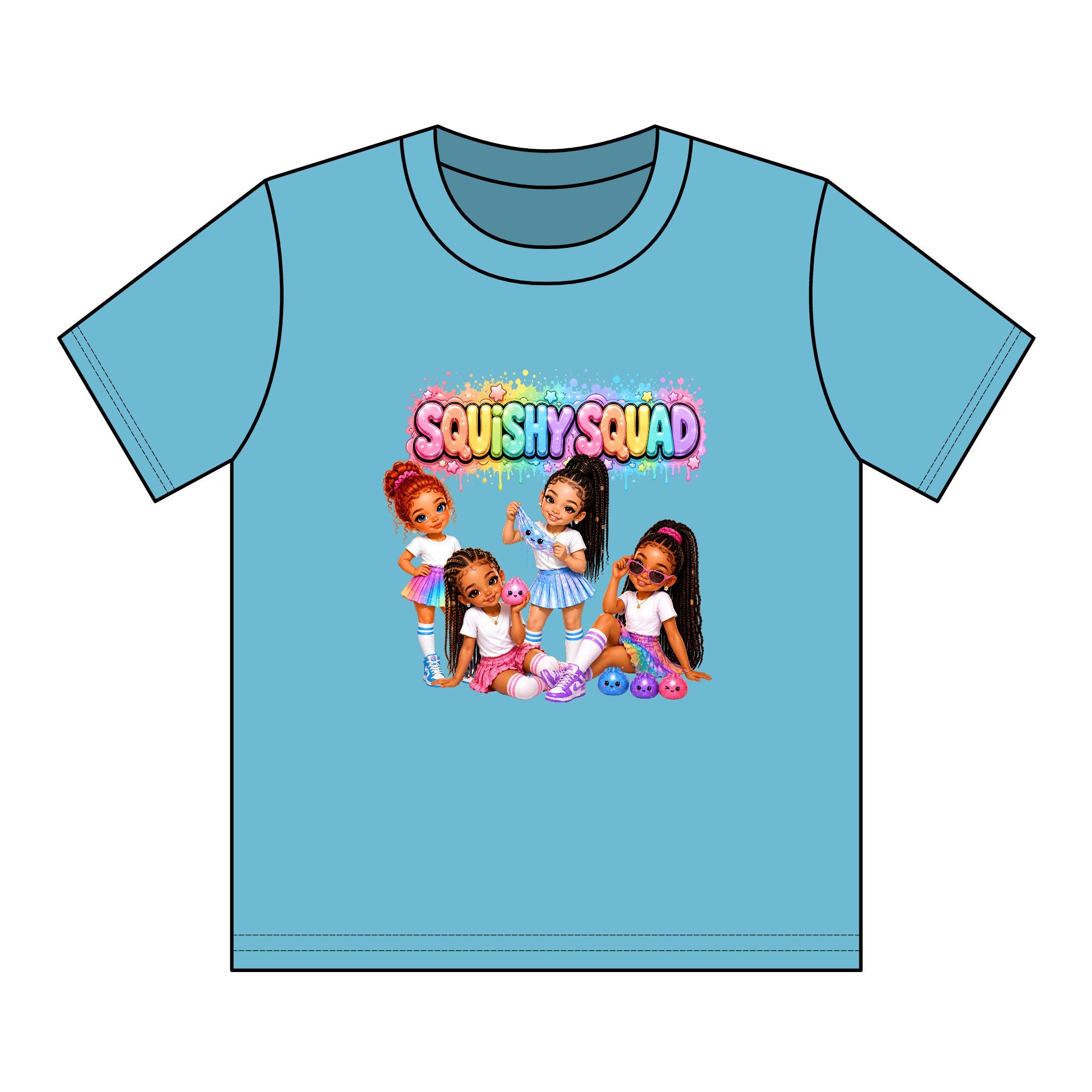 Girls' Squishy Graphic Tee - "SQUiSHY SQUAD!" Youth T-Shirt